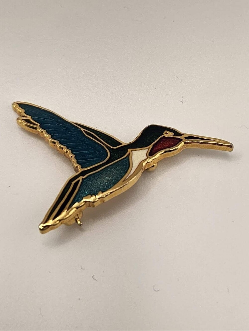 Vintage 1986 Wm Spear Signed Cloisonné Hummingbird Brooch Numbered LE
